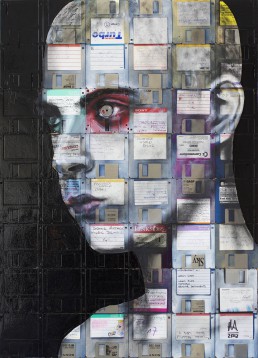 Oil paint & used computer disks on wood | 75x54cm | 2012